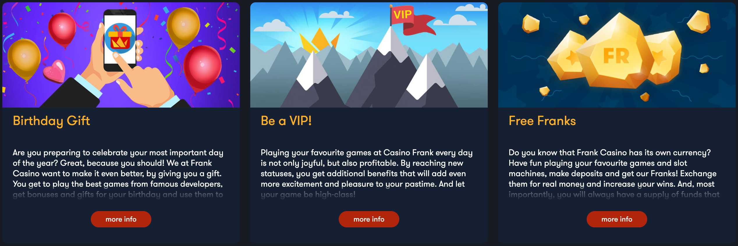 frank casino offers